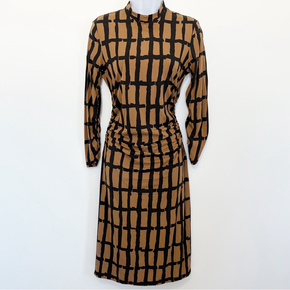 PROENZA SCHOULER White Label Grid Print Ruched Midi Dress Small - Picture 2 of 11
